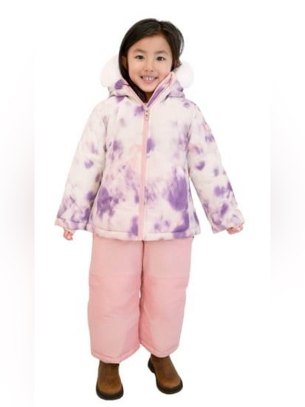 NWT Spyder 2PC Kids Pink and Purple Tie-Dye Hooded Snow Jacket and Snow Suit 2T